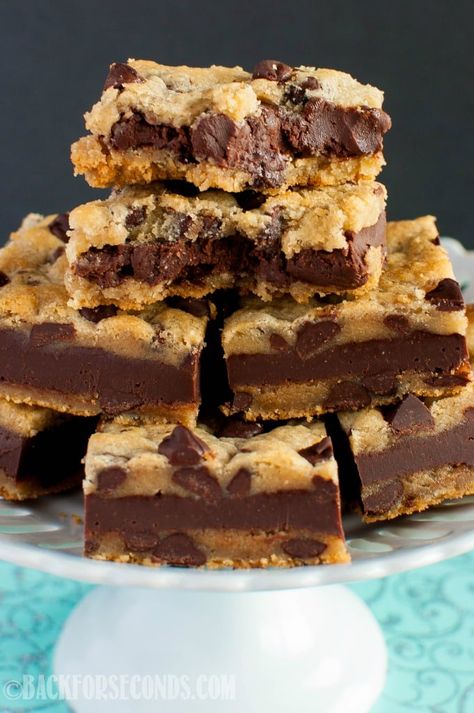 Fudge Stuffed Chocolate Chip Cookie Bars, Fudge Cookie Bars, 13x9 Desserts, Entertainment Recipes, Jane Jacobs, Cookie Bars Easy, Cookie Bowls, Stuffed Cookies, Chocolate Chip Bars