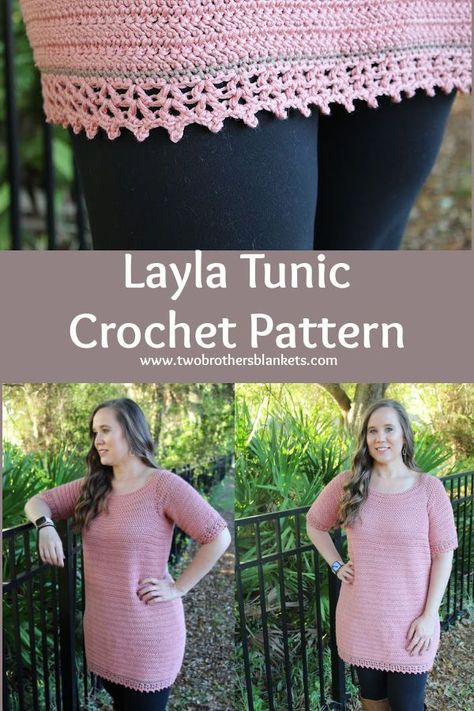 Women's Crochet Tunic Pattern- Layla Tunic Two Brothers Blankets #crochet #crochetsweater #crochetpattern Crochet Tunic Pattern Free For Women, Tunic Patterns For Women, Crochet Tunic Free Pattern, Tunic Pattern Free, Paty Shein, Crochet Jersey, Vest Colorful, Wearable Crochet, Crochet Tunic Pattern