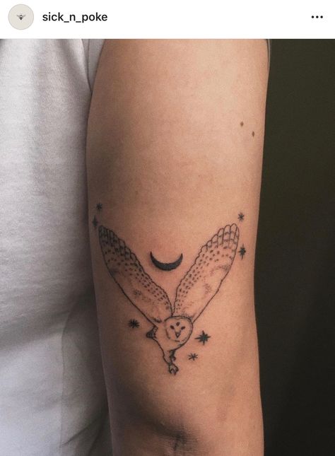 Owl Eye Tattoo, Barn Owl Tattoo, Owl Tat, Owl Tattoo Drawings, Stick Poke Tattoo, Owl Tattoo Design, Hand Poked Tattoo, Poke Tattoo, Dot Work Tattoo