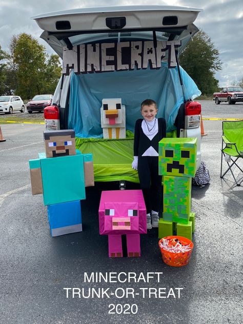 LFBC 2020 Minecraft Trunk Or Treat, Trunk Or Treat Themes, Trunk Or Treat Decorations, Cars Pfp, Minecraft Birthday Party Games, Halloween Interior Decorations, Halloween Car Decorations, Trunker Treat Ideas, Church Trunk