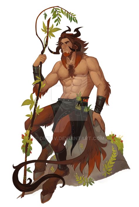 Faun Male Art, Half Minotaur Character Design, Satyr Fantasy Art, Saytr Character Design Male, Drkav Art, Satyr Paladin, Male Satyr, Satyr Male, Dnd Satyr