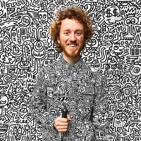 Mr Doodle specialises in doodle prints that feature clusters of animated characters, patterns and objects, commonly referred to as "Graffiti Spaghetti". Mr Doodle Artist, Mr Doodle Art, Scribble Graffiti, Mr Doodle, Doodle Artist, Erin Hanson, Doodle Characters, Character Pattern, Contemporary Impressionism