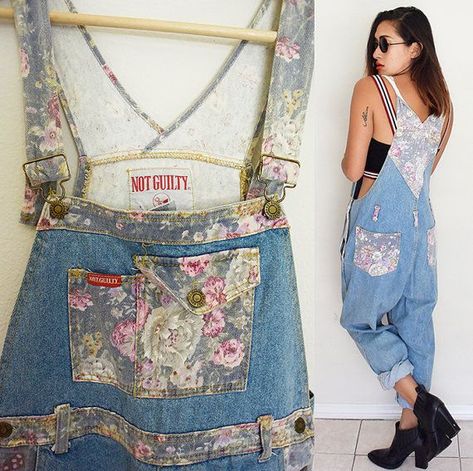 Diy Overalls, Jean Upcycle, Remake Clothes, Diy Clothes Patterns, Flower Patchwork, Overalls Fashion, Shabby Chic Clothes, Y2k Girl, Vintage Overalls