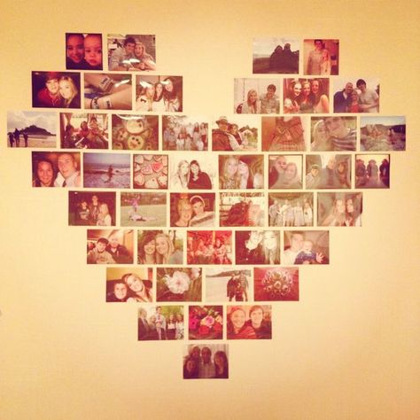 Picture of Heart photo wall. Teenage Room Decor, Teen Girl Bedroom, Photo Heart, Teen Room, My New Room, Girl Room, Bedroom Diy