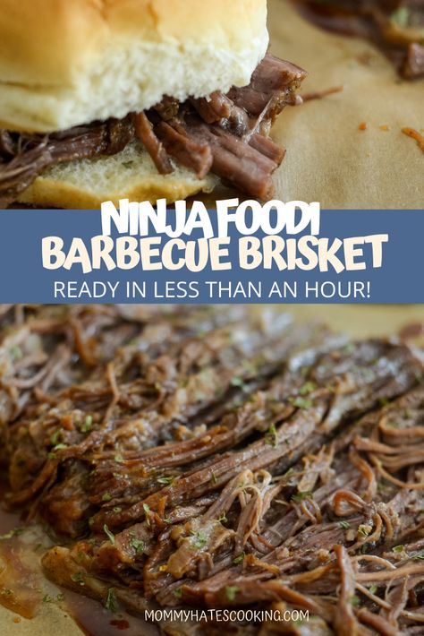 Make the perfect easy Ninja Foodi Brisket, when the smoked brisket isn't an option, this Ninja Foodi Recipe is a great choice! Grilled Brisket, Ninja Cooking System Recipes, Beef Brisket Recipes, Best Beef Recipes, Ninja Recipes, Brisket Recipes, Smoked Brisket, Ninja Foodi, Air Fryer Recipes Healthy