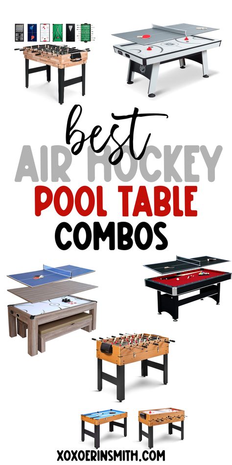 collage of the best multi game tables adn combination game tables to buy from Amazon. Convertible Game Table, Family Room Game Room, Air Hockey Game Room, Small Basement Game Room Ideas, Game Room Seating Ideas, Multigame Table, Adult Game Room Ideas, Game Table Ideas, Home Game Room Ideas