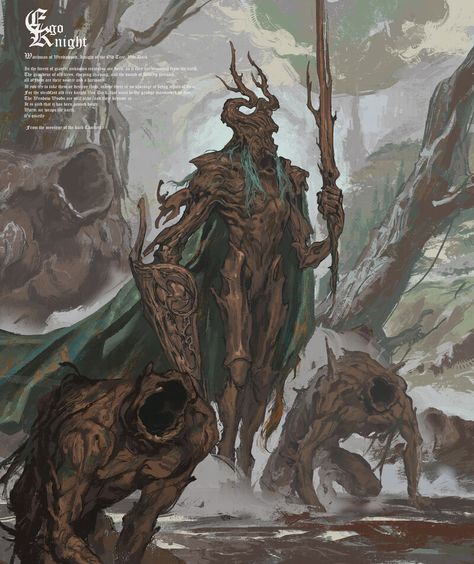 ArtStation - Watchman of Wendawood, Knight of the Old Tree, Van Dark Tree Knight, Knight Drawing, Curious Creatures, Knight Art, Old Tree, Fantasy Races, Creature Drawings, Modern Fantasy, Fantasy Rpg