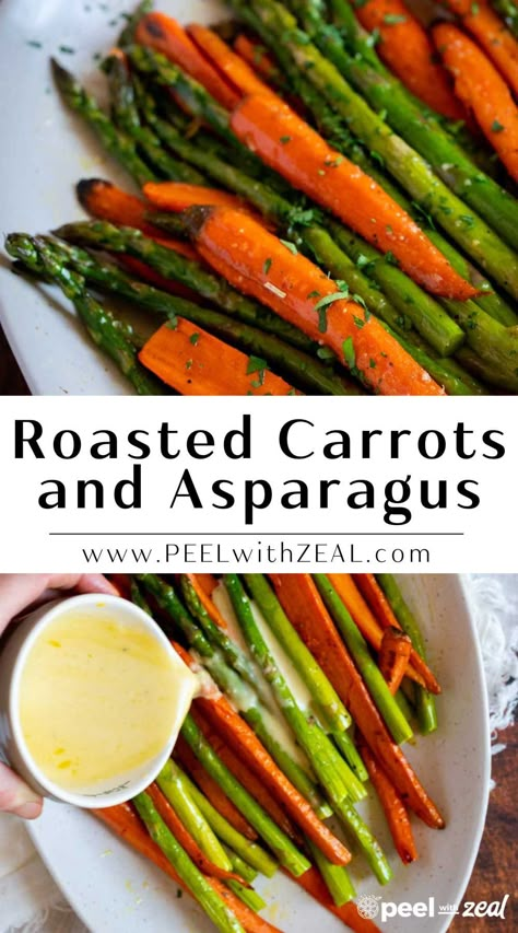 Roasted Carrots And Asparagus, Carrots With Hummus, Carrots And Asparagus, Asparagus Side Dish, Delicious Salad Dressings, Easter Side Dishes, Vegetable Side Dishes Recipes, Lemon Dill, Easter Dinner Recipes