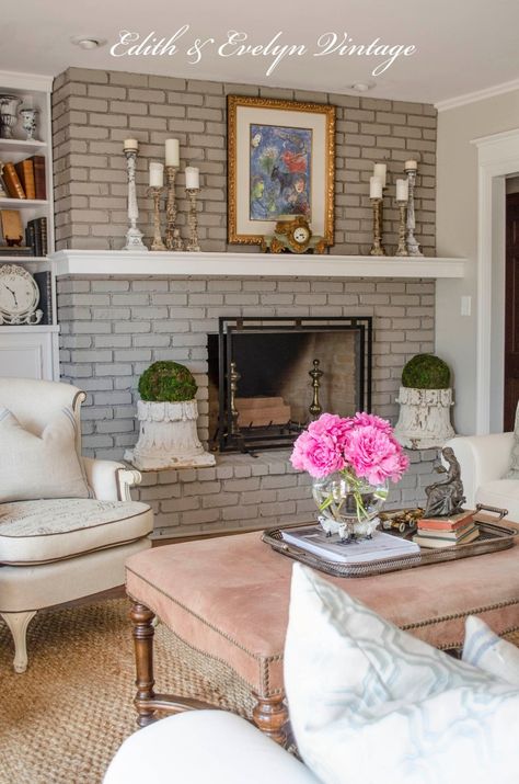 White Wash Brick Fireplace, Small Basement Remodel, Fireplace Redo, Painted Brick Fireplace, Painted Brick Fireplaces, Brick Fireplace Makeover, Paint Fireplace, White Wash Brick, Old Fireplace