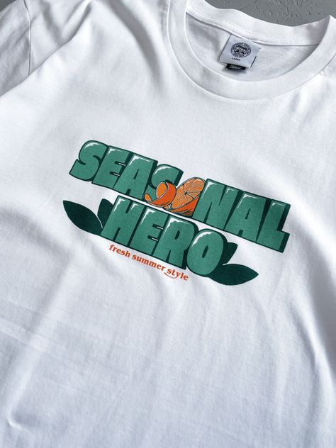 Seasonal Hero: Oranges Tee  A crisp white tee with a playful citrus print is a must-have for summer. Pair it with jeans and sandals for a casual look, or dress it up with a skirt and heels. #oranges #tee #summer . #Merch_Ideas_Design #Tshirt_Merch #White_Branding #Streetwear_Tees Design Tshirt Simple, Oversized Tshirt Design, Clothes With Quotes, White Branding, Typo Logo Design, Sports Wear Fashion, T-shirt Print Design, Oversize Style, Korean Summer