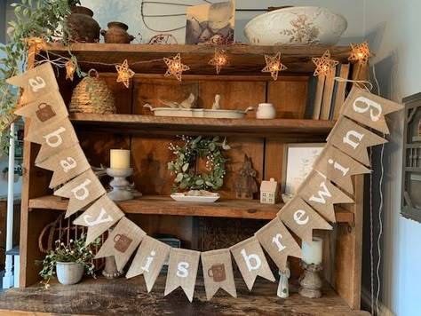 Coffee Baby Shower, Burlap Baby Showers, Baby Name Banners, Tea Party Tea, A Baby Is Brewing, Burlap Flag, Baby Is Brewing, Baby Shower Tea, Lake Side