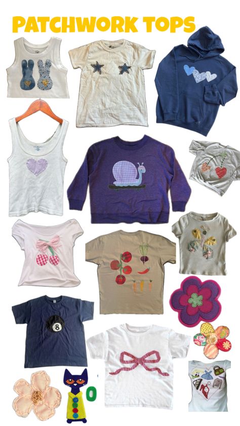 #patchwork #sewing #stitches #embroidery #tshirts #diy #crafts #aesthetic #sewingideas #collage Patchwork Tops Ideas, Diy Crafts Aesthetic, Embroidery Tshirts, Patchwork Tshirt, Crafts Aesthetic, Patchwork Sewing, Stitches Embroidery, Patchwork Top, Top Ideas