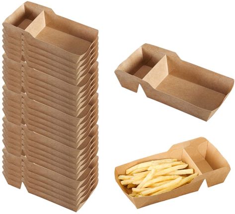 Amazon.com: Leepro Food Tray Boats with Dip Pocket, Disposable Kraft Paper French Fries Box with Compartment Holder for Ketchup, Sauce, Food Serving Trays for Birthday, Party, Food Trucks, Restaurant (100): Kitchen & Dining Fries Packaging, Fry Box, Packaging Snack, Disposable Food Containers, Food Box Packaging, Food Kiosk, Food Truck Business, Dessert Packaging, Food Truck Design