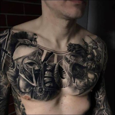 Roman Chest Tattoo Men, Tattoo Inspiration Men Chest, Mythology Chest Tattoo, Greek Mythology Chest Tattoo, Chest Tattoo Men Ideas, Tattoo Peito, Tattoo Men Ideas, Tattoos Birds, Skull Quotes