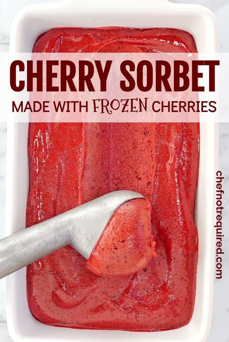 Frozen Fruit Treats Healthy, Recipes For Frozen Cherries, Sorbet Recipes Easy Healthy, Ninja Creami Cherry Sorbet, Homemade Fruit Sorbet, Frozen Sorbet Recipes, Cherry Sorbet Recipe, Frozen Fruit Sorbet Recipes, Sorbet In Ice Cream Maker