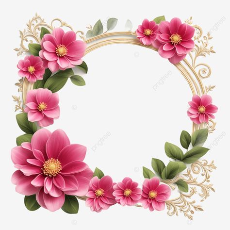 3d flower frame for weddings free image anniversary romance flower png Flower Png Transparent, Flower Photo Frame, Printable Backgrounds, Flower Frame Png, Flower Png Images, Beautiful Frames, Frames Png, Birthday Cake Topper Printable, Hot Pink Flowers