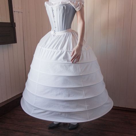 1860s hoop skirt regular size PDF pattern - Ninonella historical patterns & bespoke garments 1860 Dress Pattern, How To Make A Hoop Skirt, 1860s Crinoline, Historical Patterns, Hoop Skirt, Diy Skirt, Bias Tape, Formal Attire, Historical Fashion