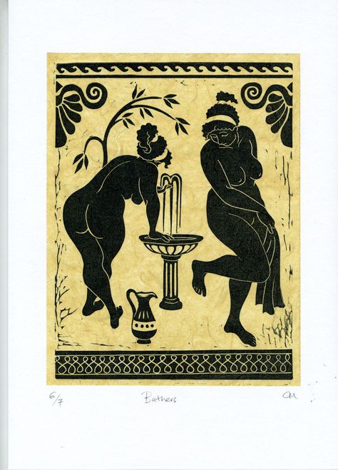 Greek Ancient Art, Vintage Greek Art, Greek Art Aesthetic, Greek Illustration Art, Greek Mythology Prints, Ancient Greece Illustration, Greek Myth Illustration, Greek Mythology Linocut, Greek Drawing