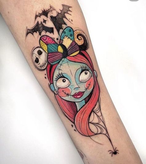 Tattoos Disney, Disney Inspired Tattoos, Disney Sleeve Tattoos, Tim Burton Tattoo, Nightmare Before Christmas Tattoo, Feminine Tattoo Sleeves, Christmas Tattoo, Scary Tattoos, Halloween Tattoo