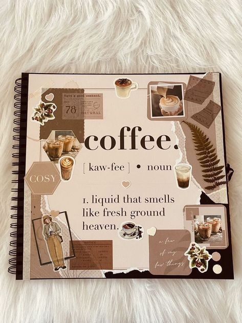 Scrapbook Themes, Scrapbook Cover, Scrapbook Inspo, Journal Design Ideas, Bullet Journal Design, Bullet Journal Paper, Diy Journal Books, Coffee Theme, Christmas Journal