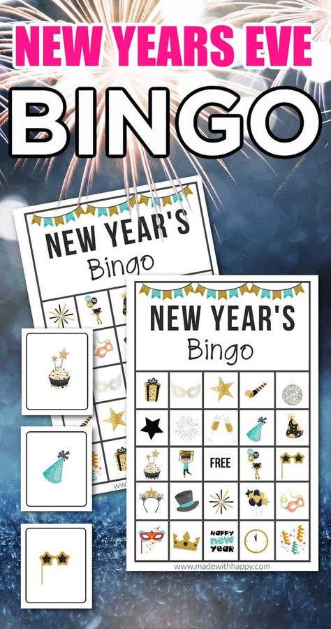 New Years Eve Bingo Free Printable, New Years Bingo Printable For Kids, New Years Bingo Printable, New Years Eve Bingo, New Years Bingo, Kids Nye, New Years With Kids, Ideas New Year, Bingo Patterns