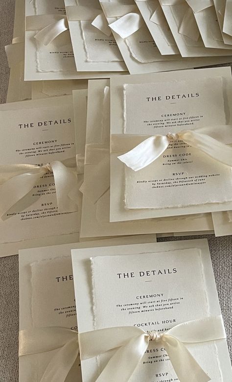 Minimal Wedding Invitation Design, Formal Wedding Invitation Suite, Simple Vintage Wedding Invitations, Wedding Day Stationary, Wedding Invitations With Bow, Minimalist Wedding Stationery, Vintage Wedding Details, Ribbon Invitation Wedding, Classy Wedding Invites