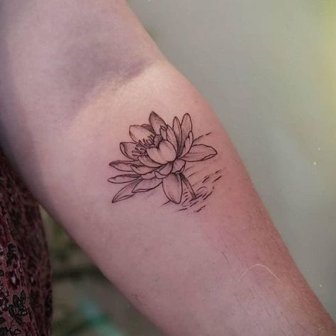 30 Best Water Lily Tattoo Ideas  25 Lily Tattoo Thigh, Tattoo Water Lily, Lily Tattoo Designs, Lily Tattoo Ideas, Lilly Flower Tattoo, Lily Tattoo Meaning, Water Lily Tattoo, Water Lily Tattoos, Lillies Tattoo