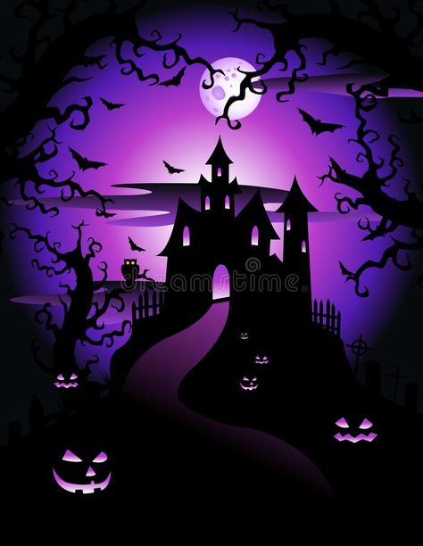 Illustration of scary violet halloween theme. Background with moon and hideous b , #Aff, #violet, #halloween, #Illustration, #scary, #theme #ad Halloween Theme Background, Old Tree Illustration, Scary Halloween Backgrounds, Small Diary, Bat Illustration, Halloween Invitaciones, Halloween Wallpaper Backgrounds, Pallet Wall Art, Halloween Backdrop