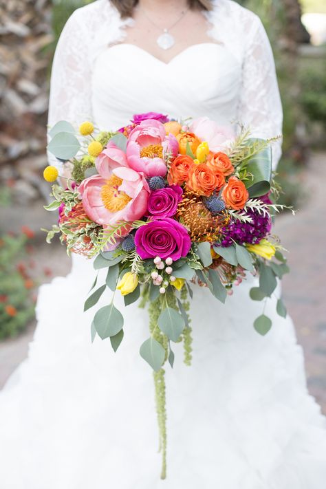 Bridal Bouquet Bright Colors, Wild Rose Bouquet, Bright Colored Wedding Bouquets, Wedding Cake Bright Flowers, Bridal Bouquet Inspiration, Bright Color Bridal Bouquet, Bridal Bouquet Bright, Vibrant Wedding Flowers, Bright Wedding Bouquet