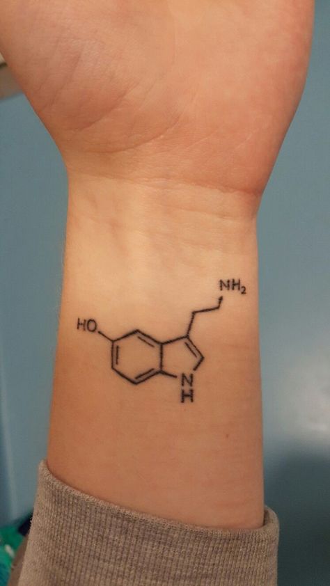 Ag Tattoo, Seratonin Small Tattoo, Alchemy Tattoos, Serotonin Tattoo, Chemistry Tattoo, Science Tattoo, Alchemy Tattoo, Science Tattoos, Running Tattoo