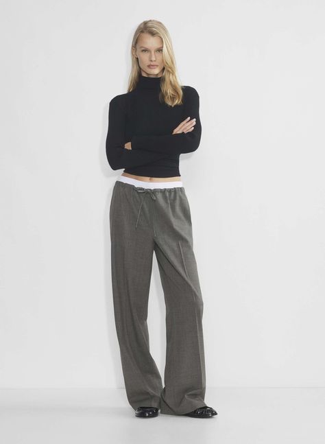 Double Waistband Pants, Sweat Vest, 2024 Wishlist, Grey Slacks, Luxe Style, Japan Trip, Gray Pants, Twill Pants, Baggy Pant