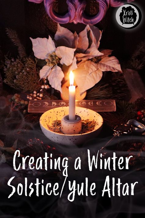 Creating a Winter Solstice/Yule Altar — Xristi Witch Winter Solstice Altar Ideas, Yule Altar Winter Solstice, Winter Solstice Altar, Yule Altar Ideas, Yule Alter, Wiccan Yule, Yule Altar, Solstice Ritual, Winter Solstice Rituals