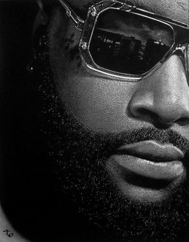 NOT A PHOTO!! GRAPHITE ON PAPER - Rick Ross by Kelvin Okafor Kelvin Okafor, Will And Jada Smith, Best Pencil, Realistic Pencil Drawings, Rick Ross, Afrocentric Art, Hip Hop Art, Wearing Sunglasses, Adam Levine