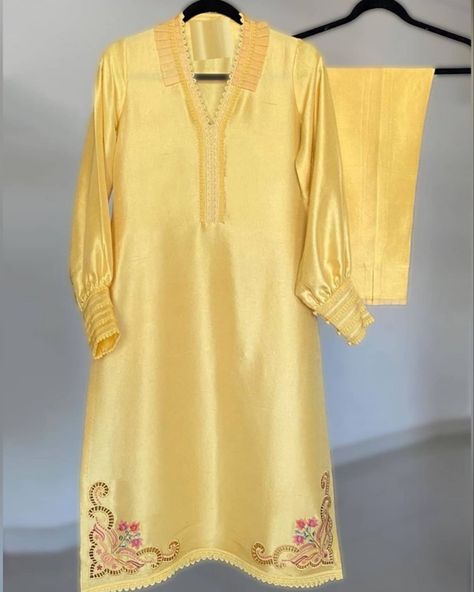 Embroidery On Yellow Suit, Yellow Unstitched Suit With Naqshi Embroidery, Designer Embroidered Unstitched Yellow Suit, Fitted Yellow Lawn Suit With Resham Embroidery, Yellow Mulmul Lawn Suit With Resham Embroidery, Simple Suit Designs, Yellow Semi-stitched Lawn Suit With Resham Embroidery, Punjabi Suits Party Wear, Velvet Suit Design