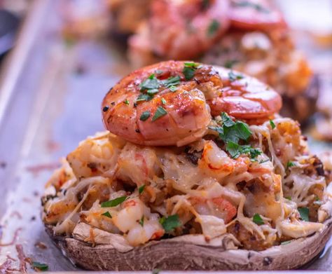 Mushrooms Portobello, Stuffed Portobello Mushroom, Portabella Mushrooms Recipes, Shrimp Stuffed Mushrooms, Recipe For Shrimp, Shrimp Stuffed, Stuffed Portobello Mushrooms, Portobello Mushroom Recipes, Mushroom Recipes Healthy