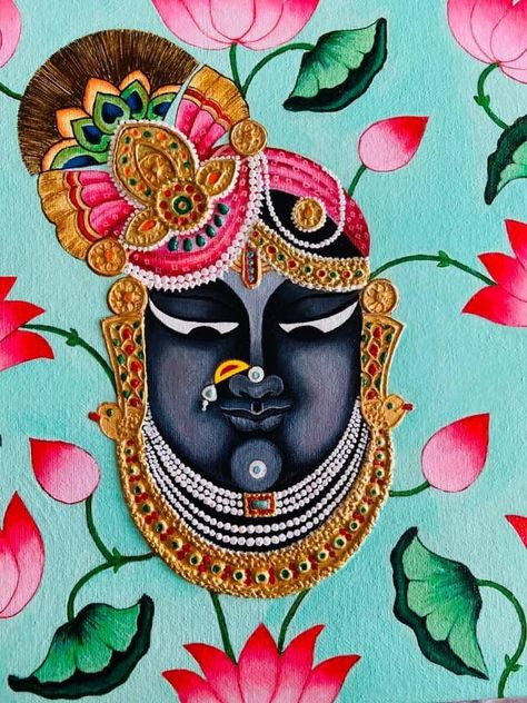 Krishna Wall Decor, Krishna Wall Art, Painting Krishna, Indian Traditional Paintings, Kalamkari Painting, Lotus Art, Pichwai Paintings, Painting For Living Room, Madhubani Art