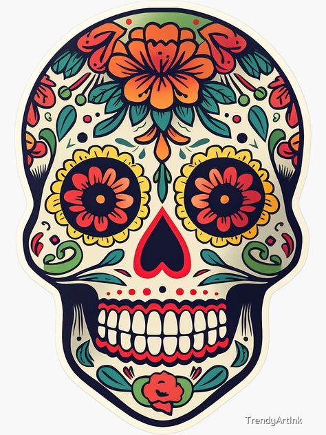 Colourful Skull Art, Day Of The Dead Skull Drawing, Sugar Skull Design Pattern, Mexican Skull Art, Sugar Skull Art Drawing, Cute Sugar Skull, Mexican Graphic Design, Tequila Mexico, Sugar Skull Drawing