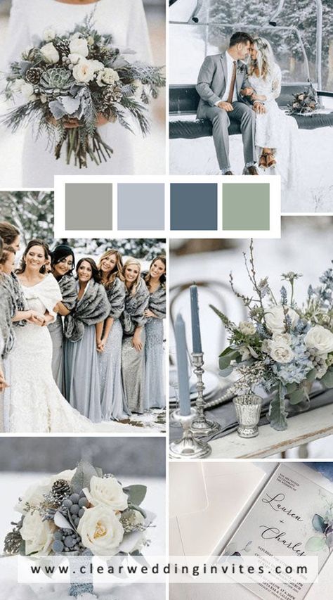 Winter Wedding Color Palette, Blue Winter Wedding, Wedding Color Pallet, February Wedding, Winter Wedding Colors, Wedding Themes Winter, Winter Wedding Decorations, Winter Wedding Inspiration, Wedding Palette