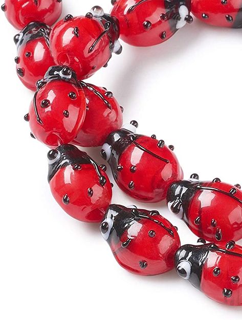 Glass Beads Crafts, Beautiful Beetles, Taxidermy Jewelry, Glass Bead Crafts, Bug Jewelry, Bead Collection, Lady Bugs, Insect Jewelry, Handmade Glass Beads