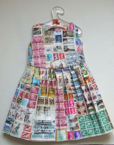 Stamp dress Jennifer Collier, Stamp Dress, Paper Fashion, Serge Gainsbourg, Paper Dress, Recycled Fashion, S Design, Family Lifestyle, Art Dress