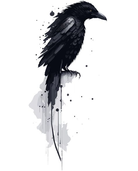 It's a Beautiful Digital Art of Crow Ink Painting, Checkout Our Store And get 20% Discount on Every Product Native American Crow Tattoo, Crow Tattoos For Women, Crow Tattoo For Men, Bae Tattoo, Black Crow Tattoos, Cat Graphic Art, Crow Images, Crows Drawing, Crow Tattoo Design