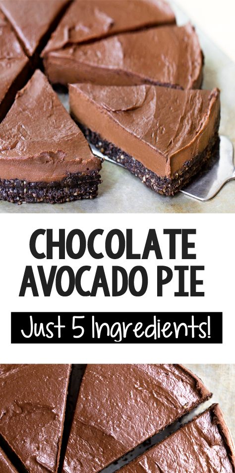 Easy Chocolate Pie Recipe, Avocado Pie, Avocado Dessert, Resipi Kek, Healthy Avocado, Chocolate Pie Recipes, Chocolate Avocado, Mug Cakes, Avocado Chocolate