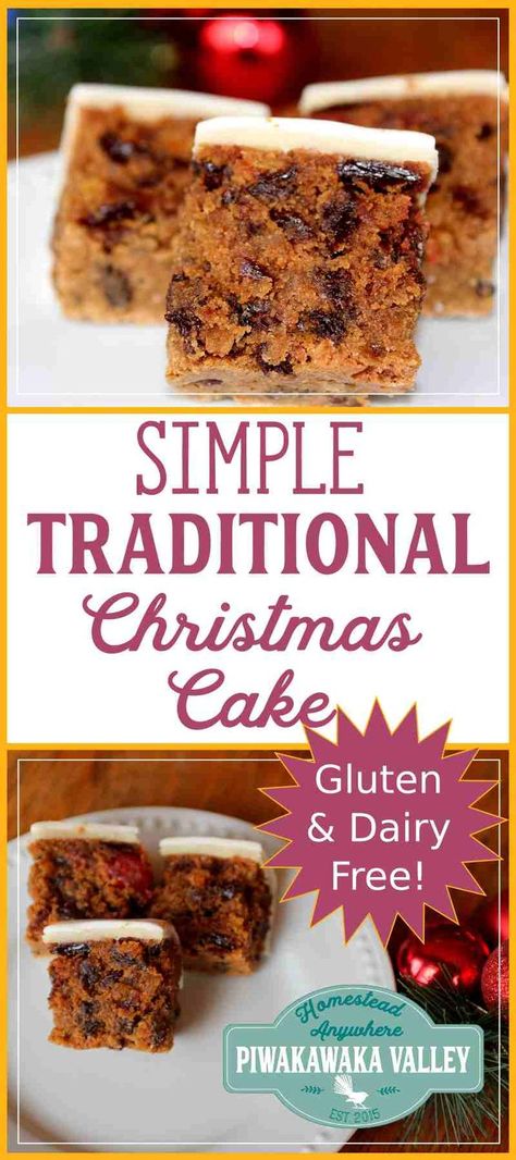 Is someone you know gluten free and or dairy free? Try this Gluten free dairy free christmas fruit cake, it is moist and delicious and super simple and easy to make! #christmascake #fruitcake #recipe #christmas Dairy Free Christmas, Gluten Free Christmas Cake, Homestead Christmas, Gluten Free Fruit Cake, Traditional Christmas Cake, Christmas Fruit Cake, Gluten Free Bagels, Cake Light, Pan Sin Gluten