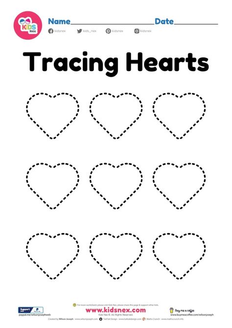 Heart Shape Tracing Worksheet, Tracing Hearts Free Printable, Heart Tracing Worksheet, Heart Tracing Free Printable, Heart Shape Crafts Preschool, Heart Shape Worksheets For Preschool, Heart Shape Activities For Preschool, Heart Worksheet Preschool, Heart Activities For Preschool