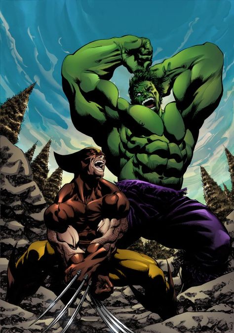 Wolverine Vs Hulk, Hulk Vs Wolverine, Wolverine Artwork, Hulk Art, Hulk Comic, Wolverine Art, Hulk Smash, Marvel Artwork, Comic Book Artwork