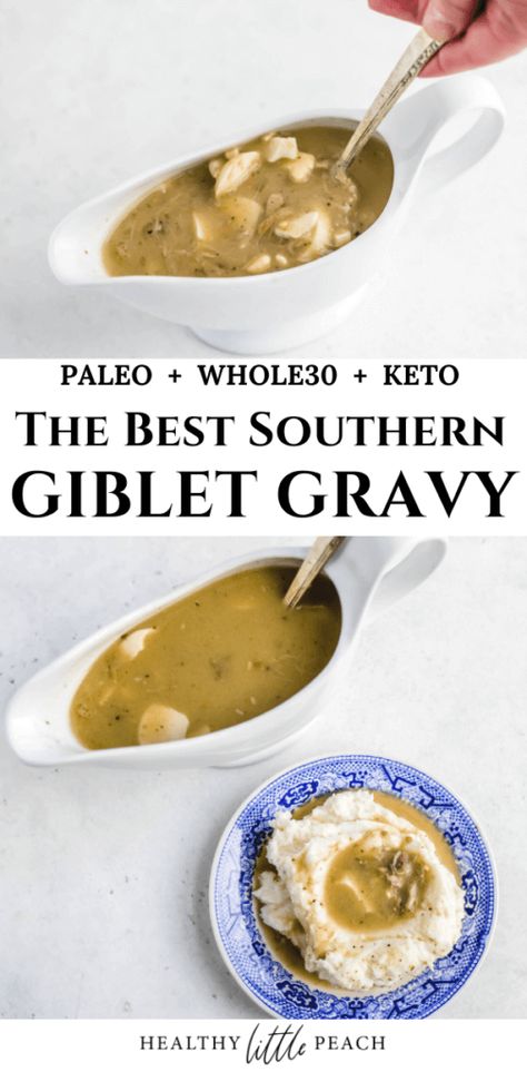 The Best Southern Giblet Gravy - Healthy Little Peach Turkey Giblet Gravy Recipe Southern, Giblet Gravy Recipe Southern, Southern Giblet Gravy, Thanksgiving Gravy Recipes, Giblet Gravy Recipe, Turkey Giblet Gravy, Giblet Gravy, Thanksgiving Gravy, Turkey Gravy Recipe