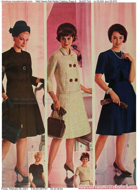 1962 Sears Fall Winter Catalog, Page 9 - Christmas Catalogs & Holiday Wishbooks Early 60s Fashion, 1960s Fashion Women, Colleen Corby, Sears Catalog, 1960 Fashion, 60s And 70s Fashion, Vintage Dress Patterns, Christmas Catalogs, 1960s Fashion