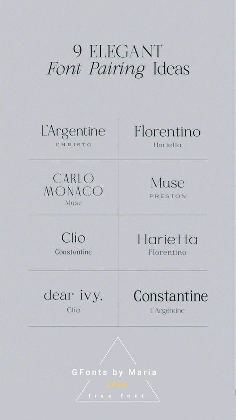 Check out these chic font pairing options for your next project #sophisticateddesigns #elegantfonts #typography #graphicdesign #creativity Garamond Font Pairing, Modern Font Pairings, Cormorant Garamond, Modern Logo Design Minimalist, Simple Modern Fonts, Garamond Font, Google Font Pairings, Fonts Ideas, Modern Fonts Free