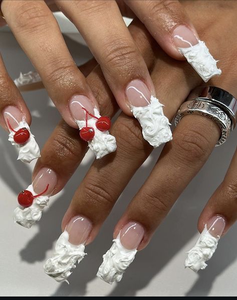 Whipped Cream Nails, Birthday Cake Nails, Nail Cam, Hard Nails, Drip Nails, Cream Nails, Dope Nail Designs, Exotic Nails, Nail Sets