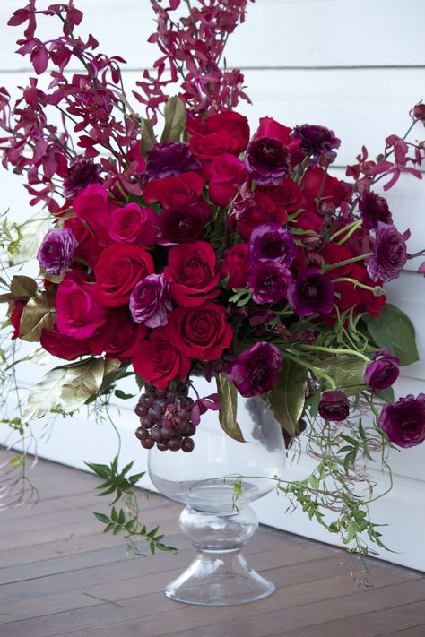 Pink Red Purple Floral Arrangement, Purple Red Flower Arrangements, Red And Purple Centerpieces, Magenta Floral Arrangements, Red Purple Flowers Arrangement, Purple Pink Red Flower Arrangement, Dark Red Flower Arrangements, Magenta Flower Arrangements, Red And Purple Flower Arrangements